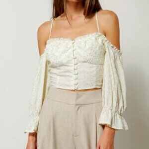 Line & Dot NIKKI OFF SHOULDER in Cream and Sage Floral Size Large